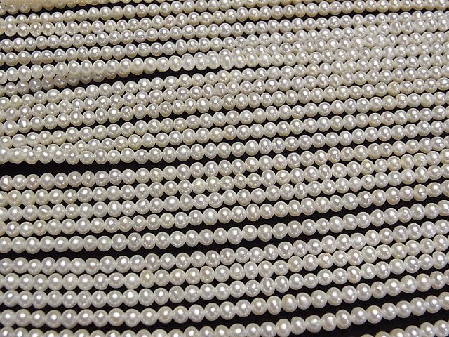 [Video] Fresh Water Pearl AAA Semi Round 3mm White half or 1strand beads (aprx.15inch/38cm)