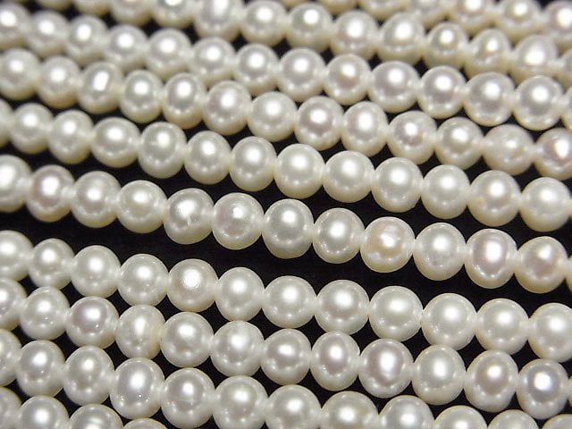 [Video] Fresh Water Pearl AAA Semi Round-Potato 3.5mm White half or 1strand beads (aprx.15inch/38cm)