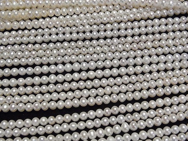 [Video] Fresh Water Pearl AAA Semi Round-Potato 3.5mm White half or 1strand beads (aprx.15inch/38cm)