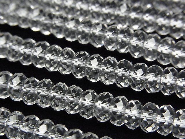 [Video]High Quality! Crystal (Smelted Quartz) AAA Faceted Button Roundel 6x6x3mm 1strand beads (aprx.15inch/36cm)