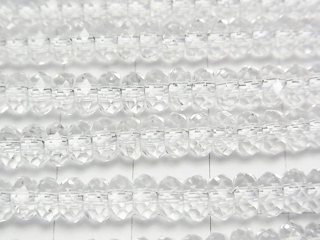 [Video]High Quality! Crystal (Smelted Quartz) AAA Faceted Button Roundel 6x6x3mm 1strand beads (aprx.15inch/36cm)