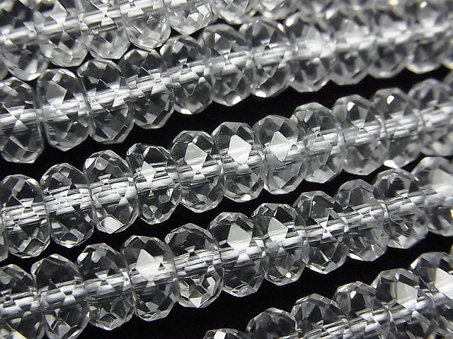 [Video]High Quality! Crystal (Smelted Quartz) AAA Faceted Button Roundel 8x8x4mm 1strand beads (aprx.15inch/36cm)