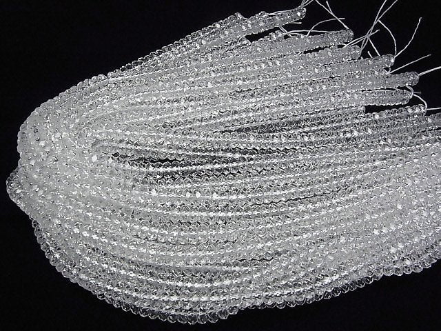 [Video]High Quality! Crystal (Smelted Quartz) AAA Faceted Button Roundel 8x8x4mm 1strand beads (aprx.15inch/36cm)