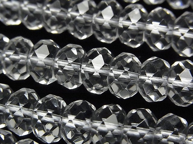 [Video]High Quality! Crystal (Smelted Quartz) AAA Faceted Button Roundel 9x9x6mm half or 1strand beads (aprx.15inch/36cm)