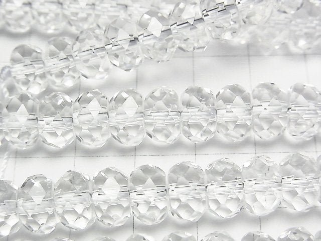 [Video]High Quality! Crystal (Smelted Quartz) AAA Faceted Button Roundel 9x9x6mm half or 1strand beads (aprx.15inch/36cm)