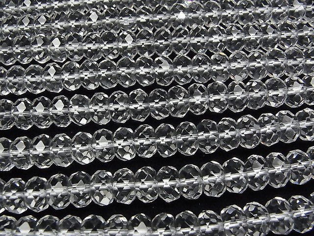 [Video]High Quality! Crystal (Smelted Quartz) AAA Faceted Button Rondelle 9x9x6mm half or 1strand beads (aprx.15inch/36cm)