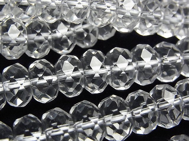 [Video]High Quality! Crystal (Smelted Quartz) AAA Faceted Button Roundel 10x10x6mm half or 1strand beads (aprx.15inch/36cm)