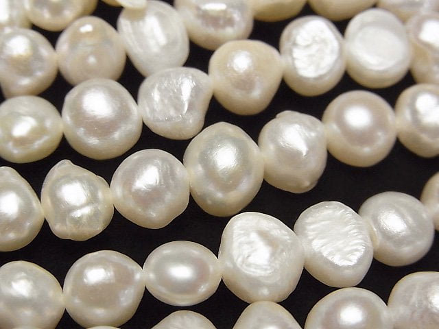 [Video] Fresh Water Pearl AA Potato-Baroque 7-8mm White 1strand beads (aprx.13inch/33cm)