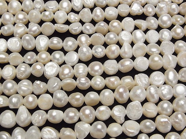 [Video] Fresh Water Pearl AA Potato-Baroque 7-8mm White 1strand beads (aprx.13inch/33cm)