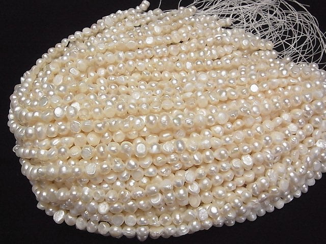 [Video] Fresh Water Pearl AA Potato-Baroque 7-8mm White 1strand beads (aprx.13inch/33cm)