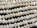 [Video] Fresh Water Pearl AA+ White Rondelle 4.5mm 1strand beads (aprx.14inch/34cm)
