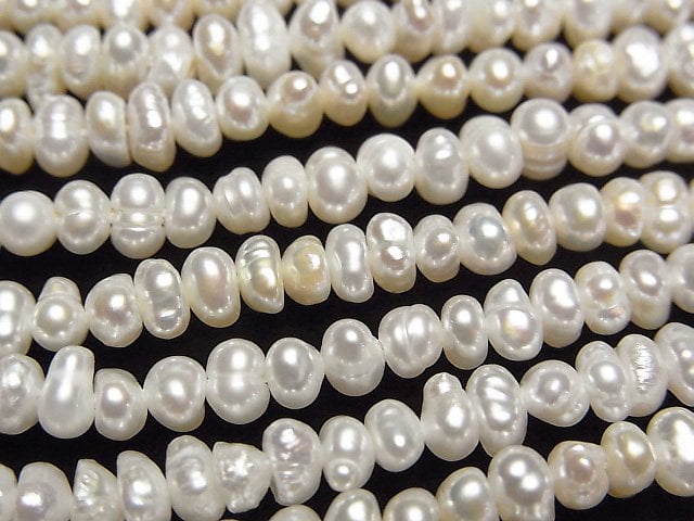 [Video] Fresh Water Pearl AA+ White Roundel 4.5mm 1strand beads (aprx.14inch/34cm)