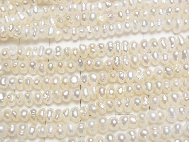[Video] Fresh Water Pearl AA+ White Rondelle 4.5mm 1strand beads (aprx.14inch/34cm)