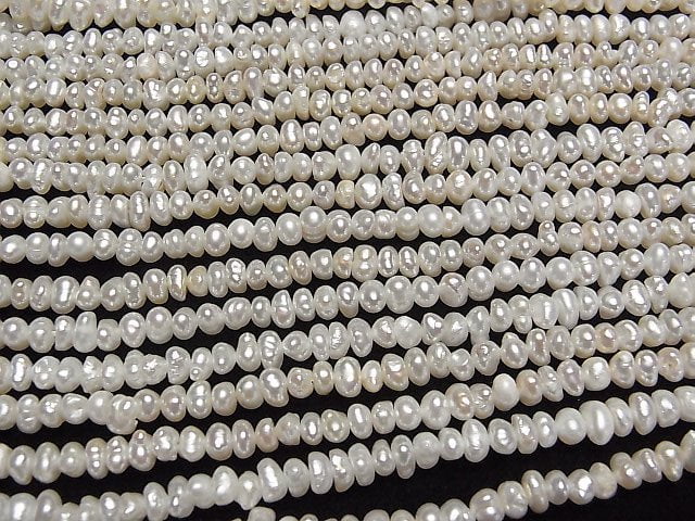 [Video] Fresh Water Pearl AA+ White Rondelle 4.5mm 1strand beads (aprx.14inch/34cm)