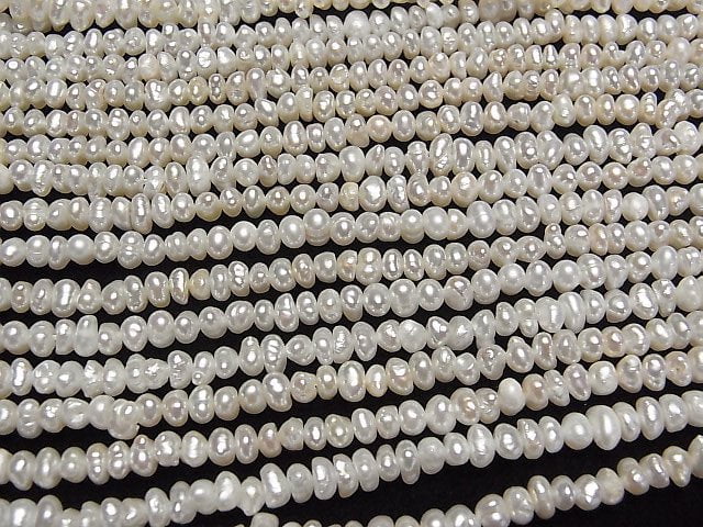 [Video] Fresh Water Pearl AA+ White Roundel 4.5mm 1strand beads (aprx.14inch/34cm)