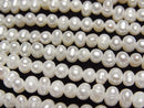 [Video] Fresh Water Pearl AA+ White Potato -Rondelle 4-4.5mm 1strand beads (aprx.13inch/33cm)