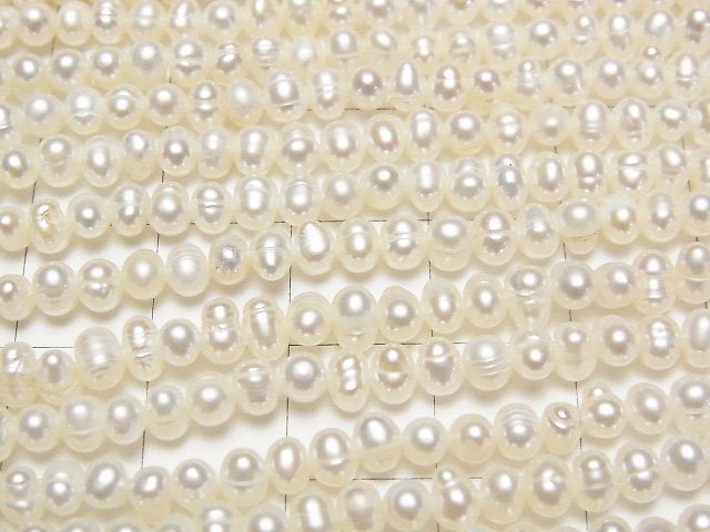 [Video] Fresh Water Pearl AA+ White Potato -Rondelle 4-4.5mm 1strand beads (aprx.13inch/33cm)
