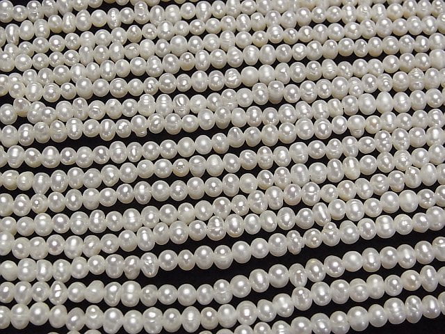 [Video] Fresh Water Pearl AA+ White Potato -Rondelle 4-4.5mm 1strand beads (aprx.13inch/33cm)