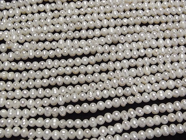 [Video] Fresh Water Pearl AA+ White Potato -Roundel 4-4.5mm 1strand beads (aprx.13inch/33cm)