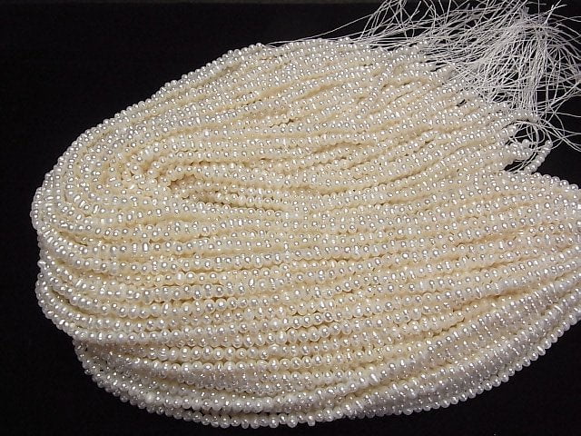 [Video] Fresh Water Pearl AA+ White Potato -Rondelle 4-4.5mm 1strand beads (aprx.13inch/33cm)