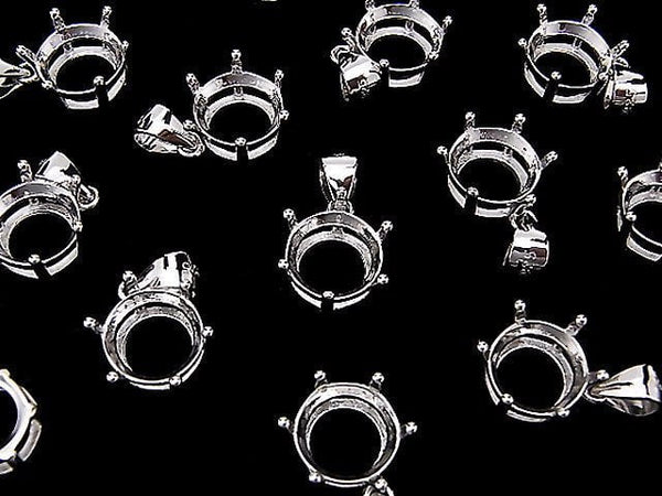 [Video]Silver925 6pcs Claw Pendant Frame Round Faceted 10mm Rhodium Plated 1pc