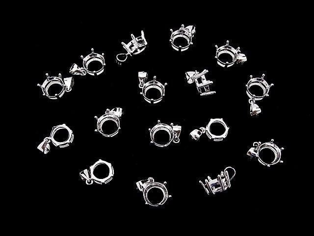 [Video] Silver925 6pcs Claw Pendant Frame Round Faceted 10mm Rhodium Plated 1pc