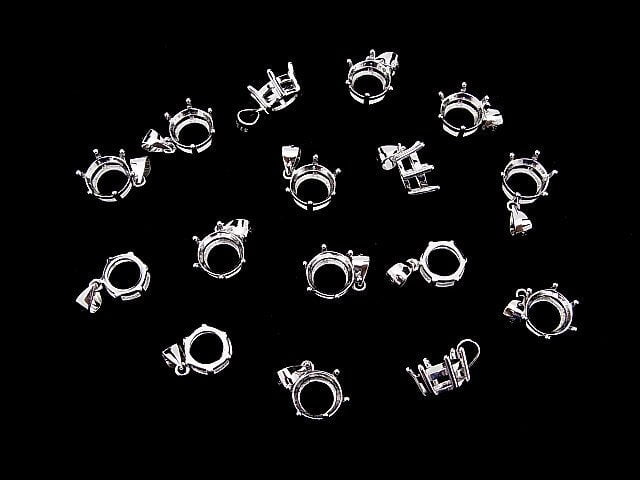 [Video]Silver925 6pcs Claw Pendant Frame Round Faceted 10mm Rhodium Plated 1pc