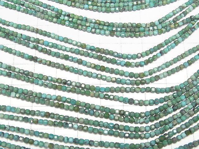 [Video] High Quality! Turquoise AA++ Cube Shape 2x2x2mm 1strand beads (aprx.15inch/38cm)