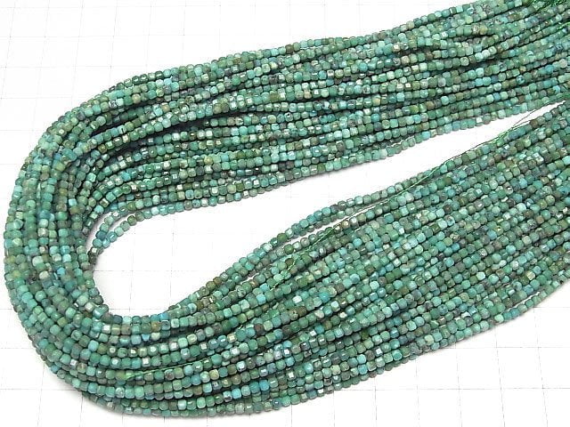 [Video] High Quality! Turquoise AA++ Cube Shape 2x2x2mm 1strand beads (aprx.15inch/38cm)