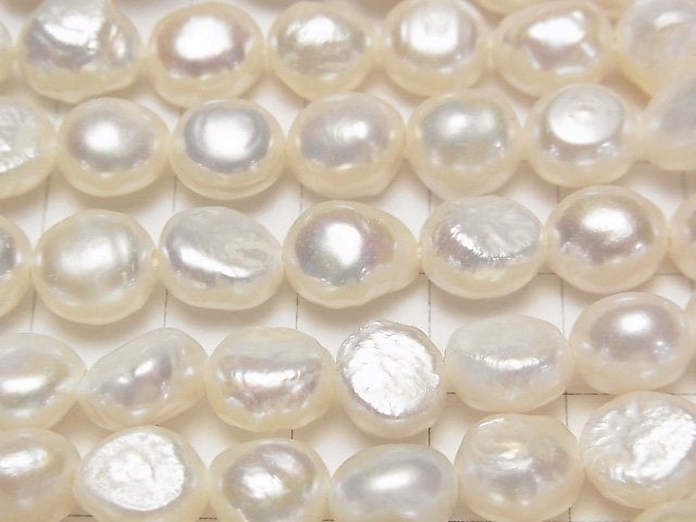 [Video] Fresh Water Pearl AA++ Baroque 8-9mm White 1strand beads (aprx.13inch/33cm)