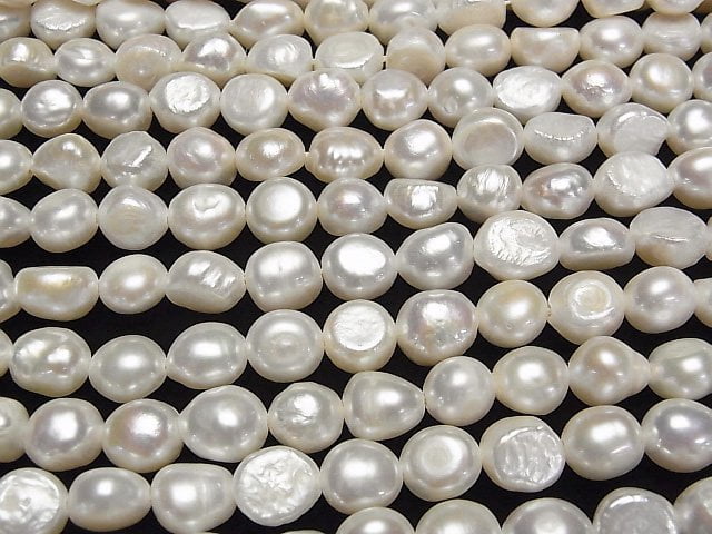 [Video] Fresh Water Pearl AA++ Baroque 8-9mm White 1strand beads (aprx.13inch/33cm)