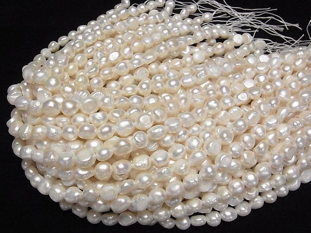 [Video] Fresh Water Pearl AA++ Baroque 8-9mm White 1strand beads (aprx.13inch/33cm)