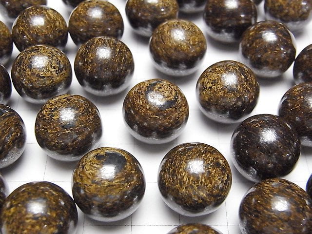 [Video] Bronzite Sphere, Round 15mm 3pcs