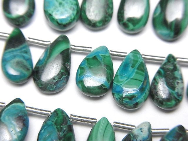 [Video]Chrysocolla Malachite Pear shape (Smooth) 1strand beads (aprx.6inch/16cm)