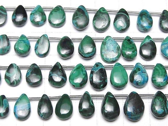 [Video] Chrysocolla Malachite Pear shape (Smooth) 1 strand beads (aprx.6inch/16cm)