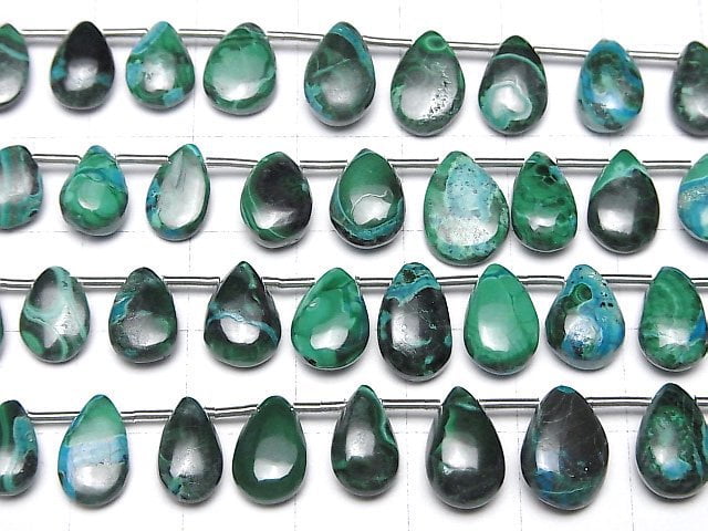 [Video]Chrysocolla Malachite Pear shape (Smooth) 1strand beads (aprx.6inch/16cm)