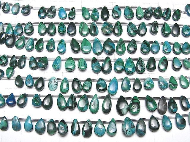 [Video]Chrysocolla Malachite Pear shape (Smooth) 1strand beads (aprx.6inch/16cm)