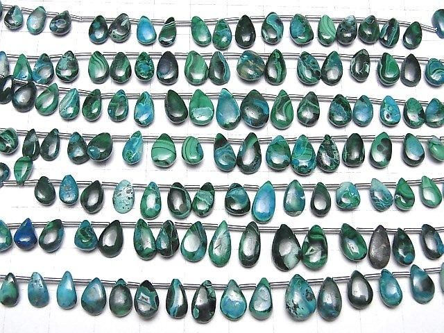 [Video] Chrysocolla Malachite Pear shape (Smooth) 1 strand beads (aprx.6inch/16cm)
