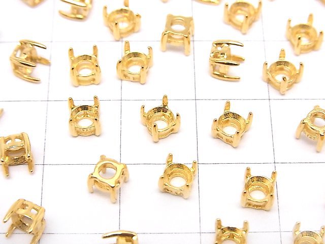 [Video]Silver925 Frame Round Faceted 4mm [No Ring] 18KGP 1pc