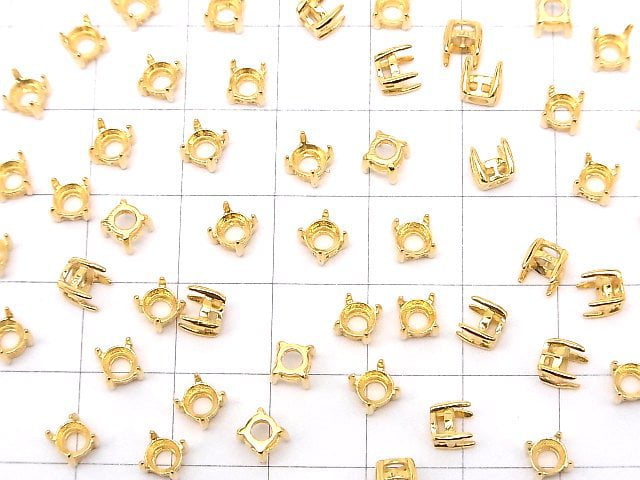 [Video]Silver925 Frame Round Faceted 4mm [No Ring] 18KGP 1pc