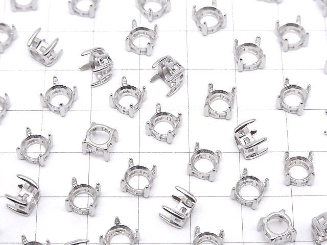 [Video]Silver925 Frame Round Faceted 6mm [No Ring] Rhodium Plated 1pc