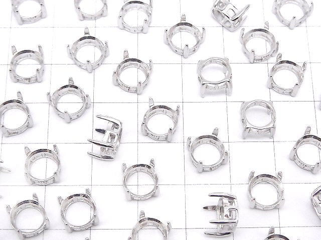 [Video]Silver925 Frame Round Faceted 8mm [No Ring] Rhodium Plated 1pc