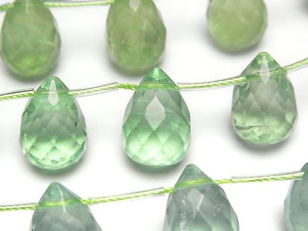 [Video] Green Fluorite AAA- Drop Faceted Briolette 18x13x13mm [Dark color] 1strand beads (aprx.6inch/15cm)