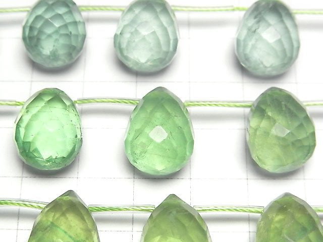 [Video] Green Fluorite AAA- Drop Faceted Briolette 18x13x13mm [Dark color] 1strand beads (aprx.6inch/15cm)