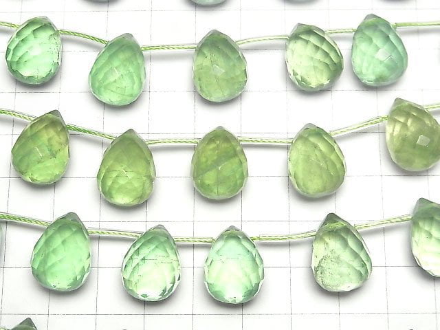 [Video] Green Fluorite AAA- Drop Faceted Briolette 18x13x13mm [Dark color] 1strand beads (aprx.6inch/15cm)