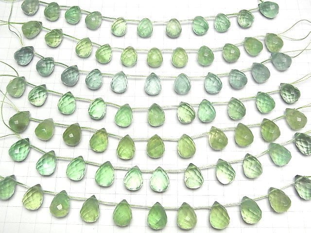 [Video] Green Fluorite AAA- Drop Faceted Briolette 18x13x13mm [Dark color] 1strand beads (aprx.6inch/15cm)