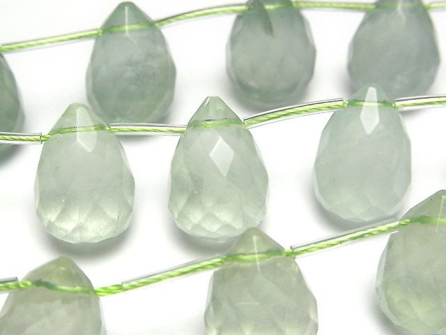 [Video] Green Fluorite AA++ Drop Faceted Briolette 18x13x13mm 1strand beads (aprx.6inch/15cm)