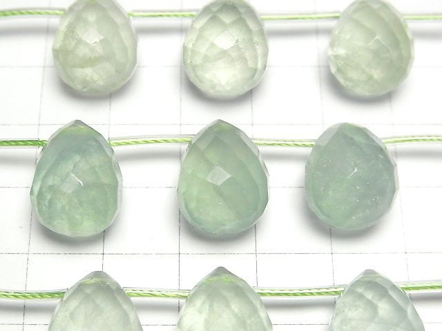 [Video] Green Fluorite AA++ Drop Faceted Briolette 18x13x13mm 1strand beads (aprx.6inch/15cm)