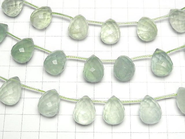 [Video] Green Fluorite AA++ Drop Faceted Briolette 18x13x13mm 1strand beads (aprx.6inch/15cm)