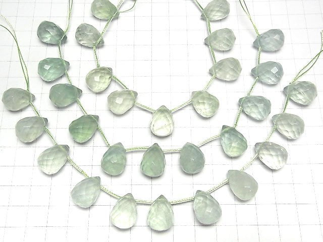 [Video] Green Fluorite AA++ Drop Faceted Briolette 18x13x13mm 1strand beads (aprx.6inch/15cm)